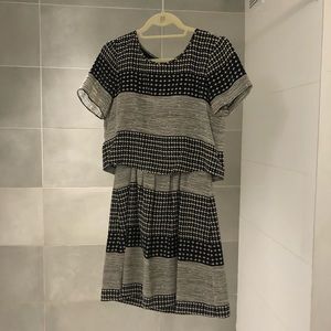 Madewell black and white double layer dress